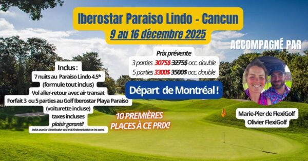 9 au 16 décembre 2025 - Voyage de groupe - Départ de Montréal - Iberostar Playa Paraiso Lindo 4.5 étoiles